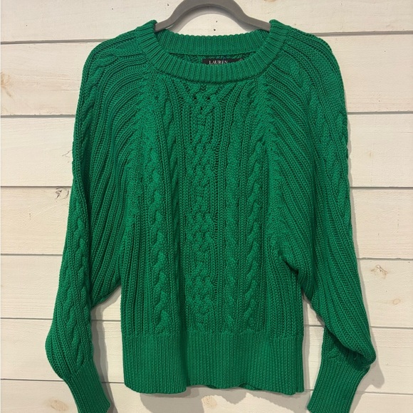 Ralph Lauren Black Label Green Crew Neck Cable Knit Sweater - Picture 2 of 15